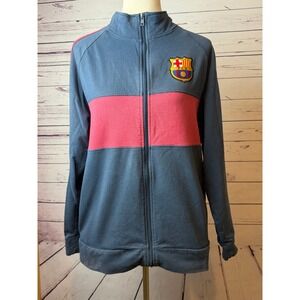 FC Barcelona Track Jacket Full Zip Mens Large Futbol Soccer Sweatshirt Official